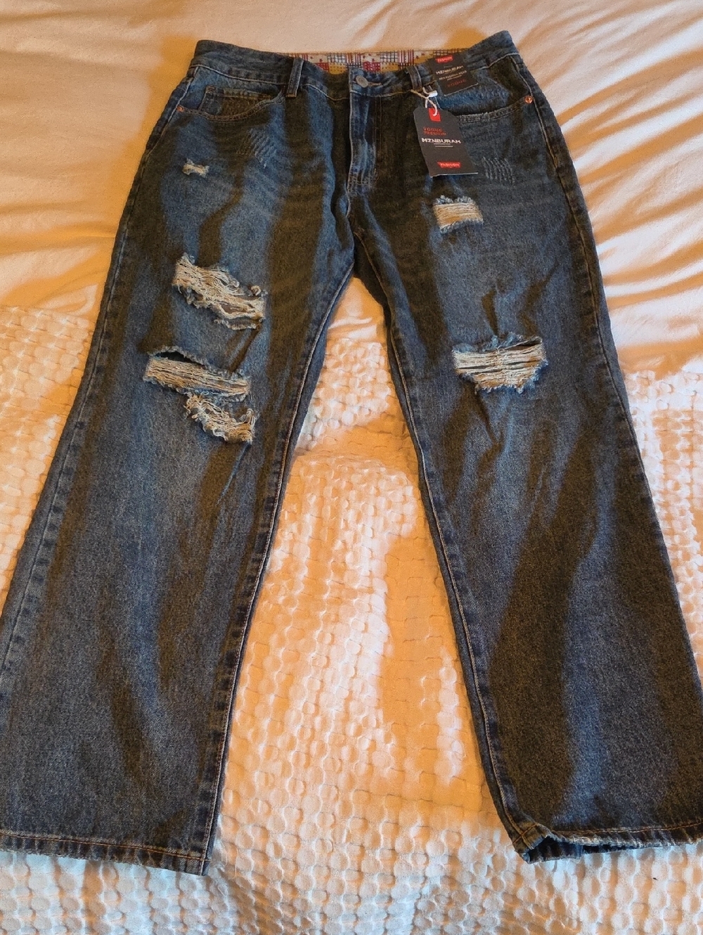 Woman's Distressed Dark Blue Denim Jeans Size 34